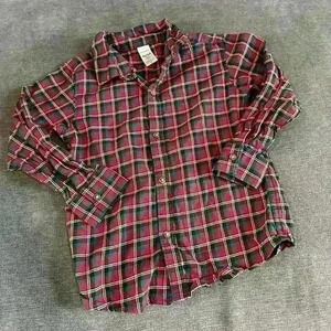 Carters red and green plaid boys long sleeve button-up shirt - size 4T